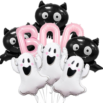 Pink Ghost Balloons Set | Halloween BOO & Bat Foil Balloons