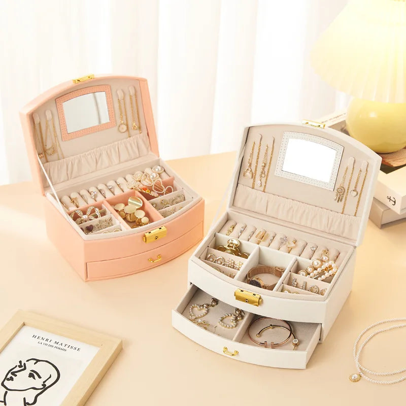 Luxury Handheld Jewelry Box - Multi-Layer Drawer Organizer