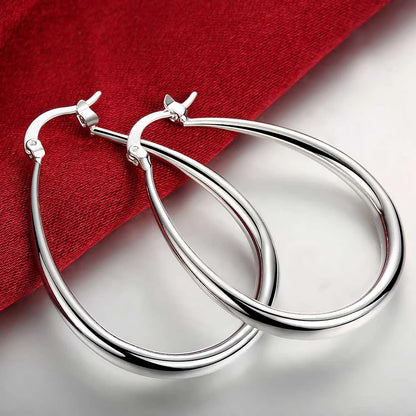 Elegant 41MM 925 Sterling Silver Big Hoop Earrings