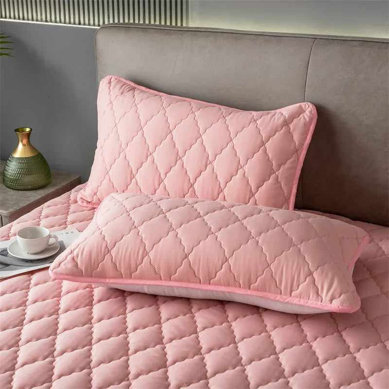 Waterproof Quilted Pillowcase – 1Pc/2Pc Solid Color 48x74cm