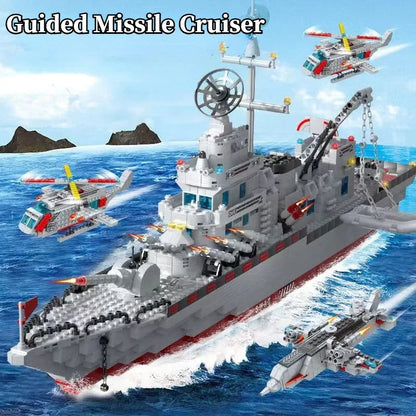 Navy Battleship & Aircraft Carrier Building Blocks Set