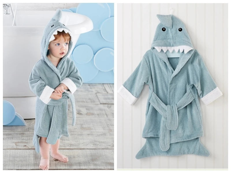 Cotton Baby Bathrobe - Cartoon Hooded Robe & Bath Towel