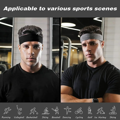 Men's Sport Elastic Headbands - Non-Slip Sweatbands for Active Lifestyle