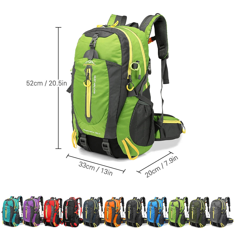 40L Water-Resistant Travel Backpack - Hiking & Camping Daypack