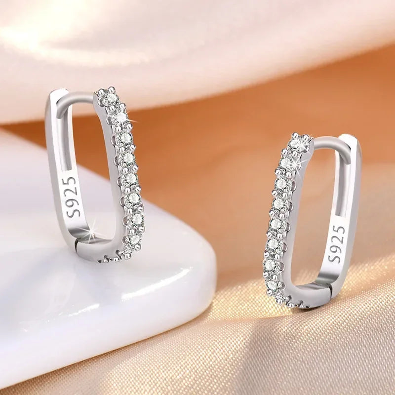 925 Sterling Silver Crystal Circle Hoop Earrings for Women