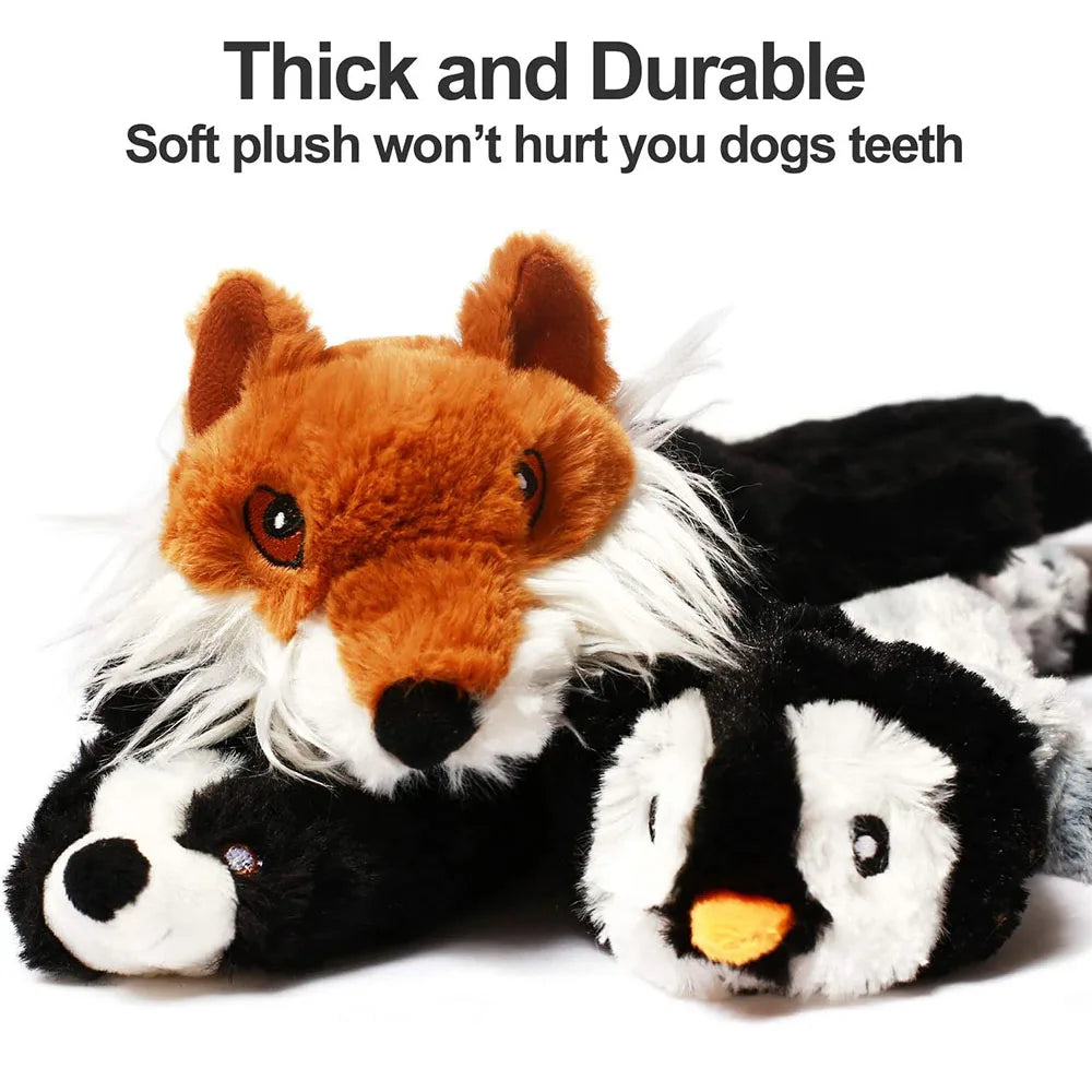 Stuffing-Free Plush Squeaky Dog Toy with Crinkle Sound