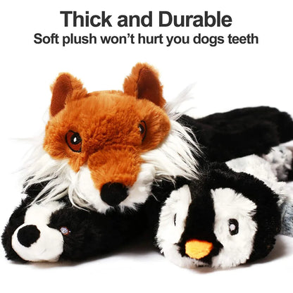 Stuffing-Free Plush Squeaky Dog Toy with Crinkle Sound