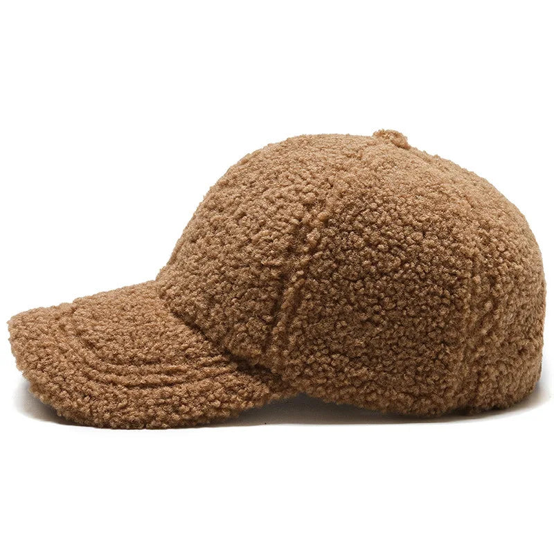 Solid Artificial Lamb Wool Baseball Cap