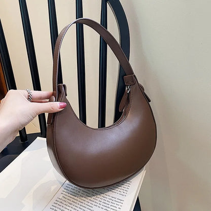 Solid Color PU Zipper Fashion Hobo Bag