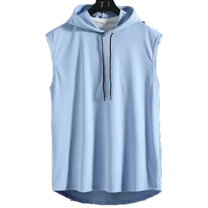 Plus Size Summer Men's Clothing: Sleeveless Tank Tops & Hoodies for Fitness