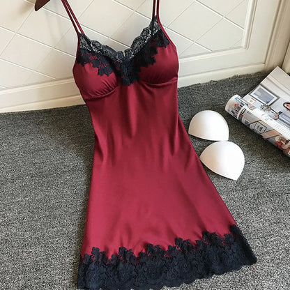 Ladies Silk Lace Sleeveless Nightgown