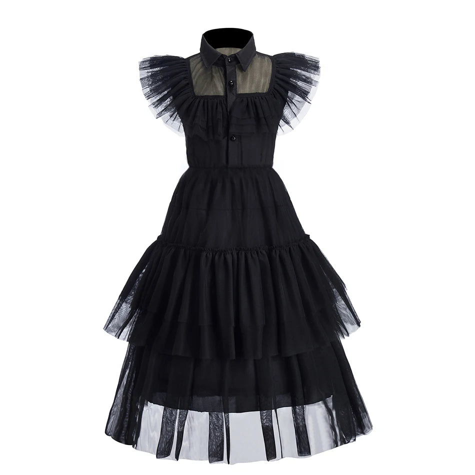 Girls Gothic Wednesday Addams Cosplay Dress - Multiple Styles