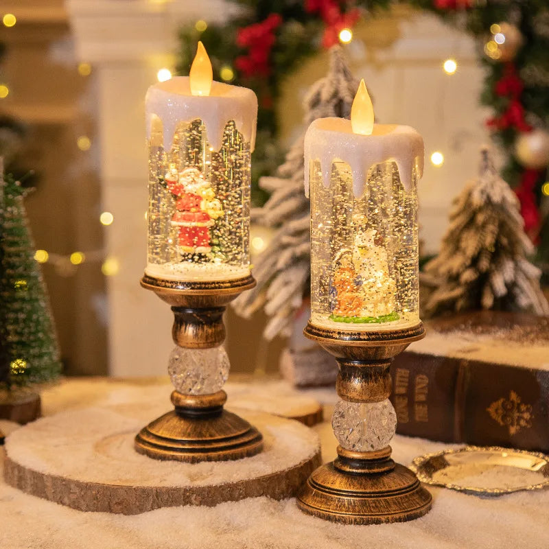 Christmas LED Candle Lights - Flameless Swirling Glitter Crystal Electronic Candles