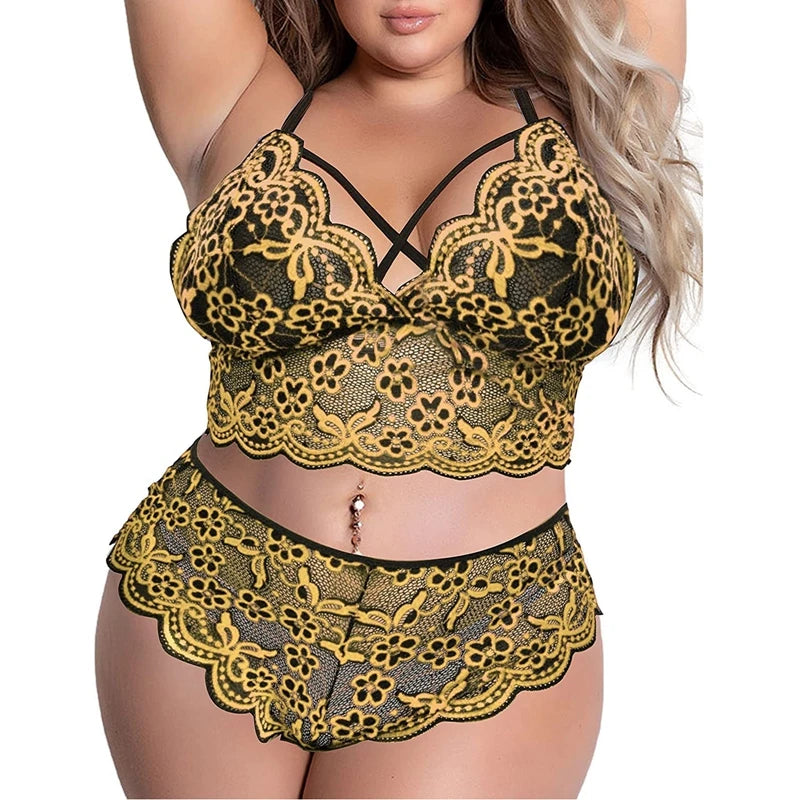 Plus Size Bra and Brief Set for Women