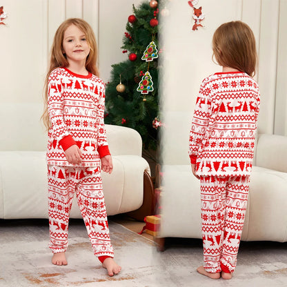 Cotton Retro Print Christmas Family Matching Pajamas Set