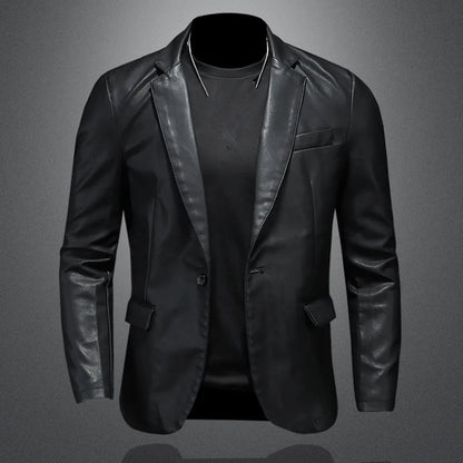 New Men's Slim Fit Leather Jacket - PU Casual Motorcycle Coat