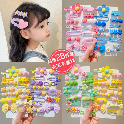 Candy Color Bowknot Hair Clips Set | Cartoon Flower Hair Accessories for Girls