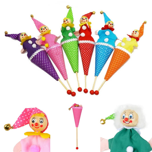 Wooden Clown Puppet Toy – Educational Telescopic Doll