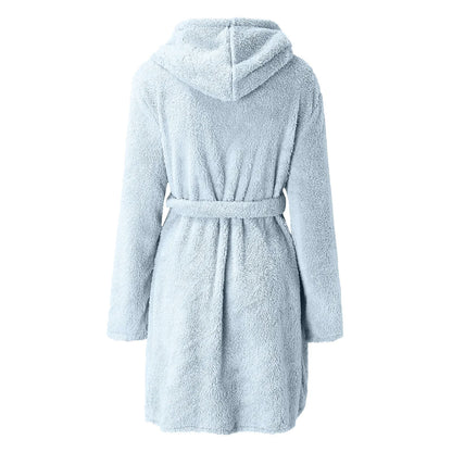 Solid Hooded Kimono Robe for Women