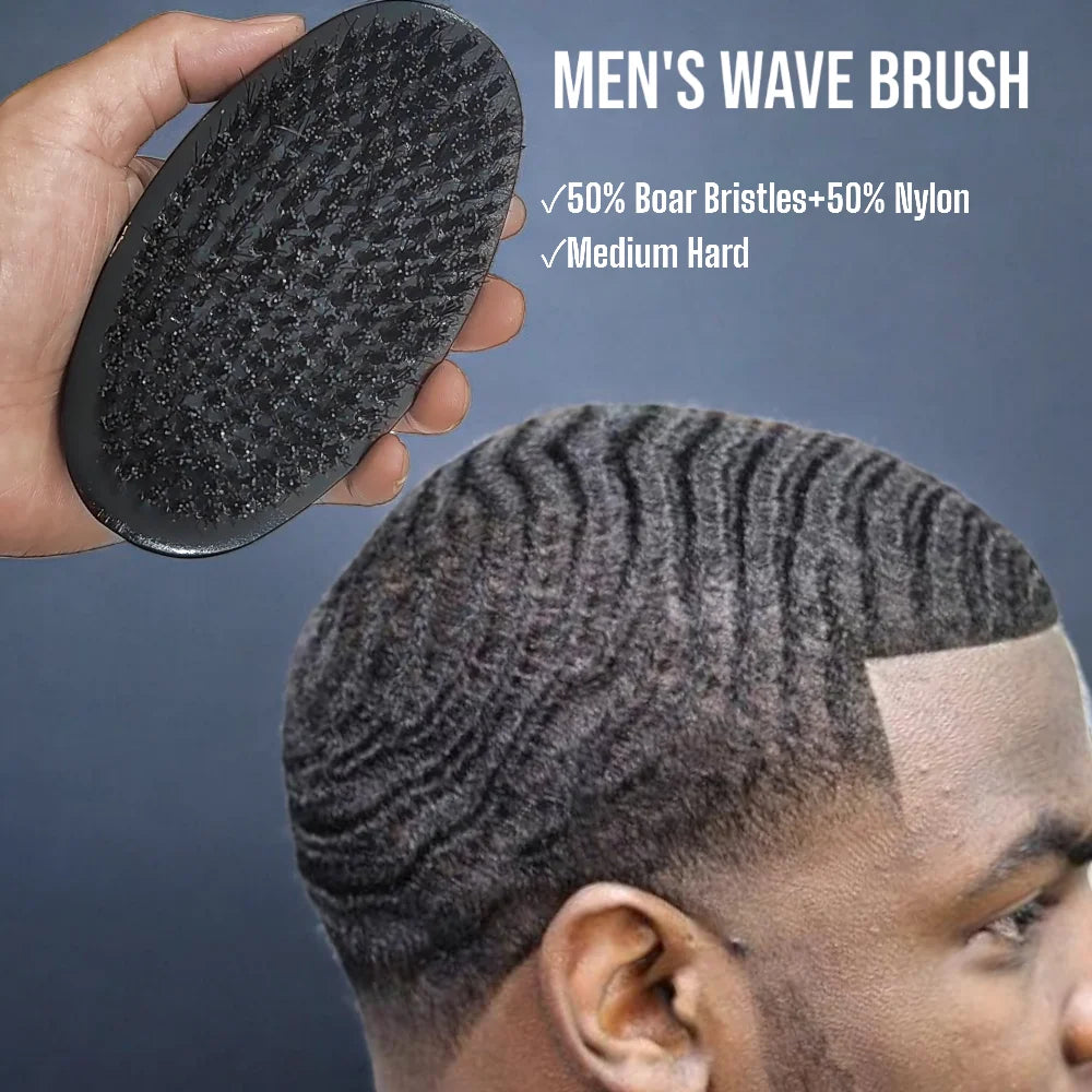 Gracemen Natural Wood Beard Grooming Brush - 360 Wave Brush for Black Men