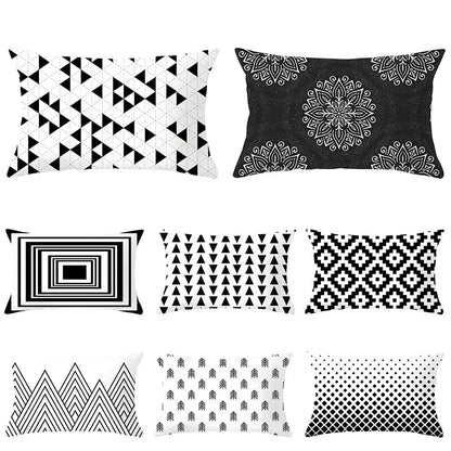 Geometric Pattern Black and White Cushion Cover – Home Decor Pillowcase