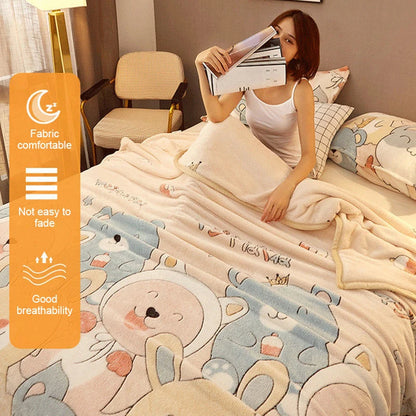 Velvet Bed Sheet with Cartoon Bear Design – Comfortable and Stylish Flat Sheet