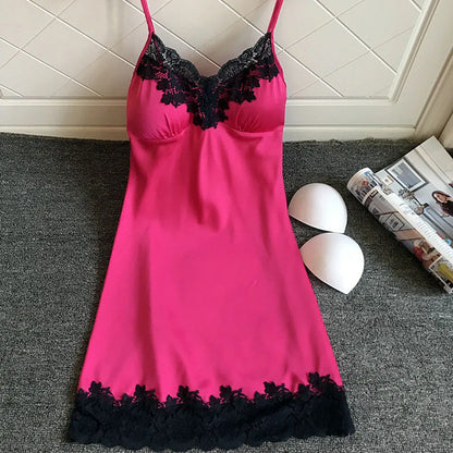 Ladies Silk Lace Sleeveless Nightgown