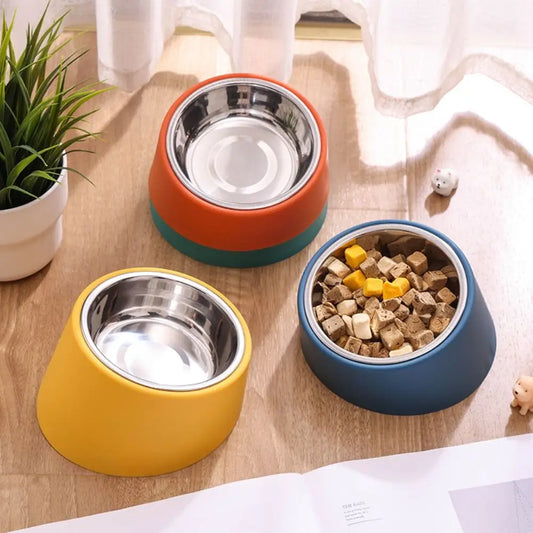 Anti-Rollover Dog Feeder | Durable Stainless Steel Bowl for Dogs & Cats