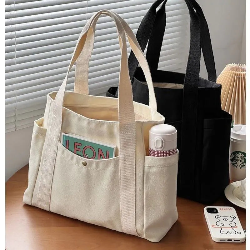 Large Capacity Canvas Tote Bag for Work & College