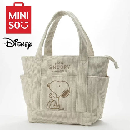 MINISO Disney Snoopy Corduroy Tote Bag - Large Capacity