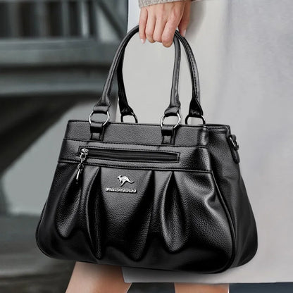 Luxury Female Handbag | High-Capacity Soft Leather Tote & Crossbody Bag