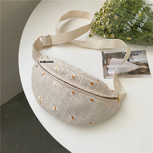 Women's Straw Woven Waist Bag