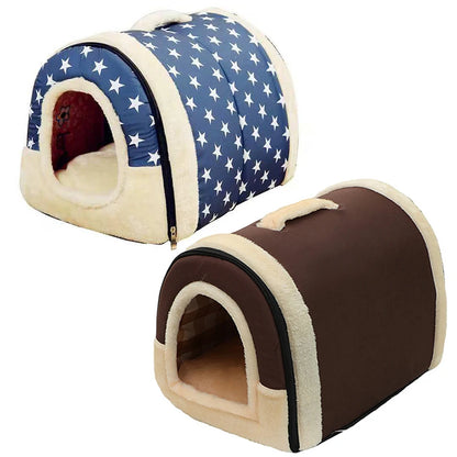 Folding Plush Dog House | Convertible Indoor Bed