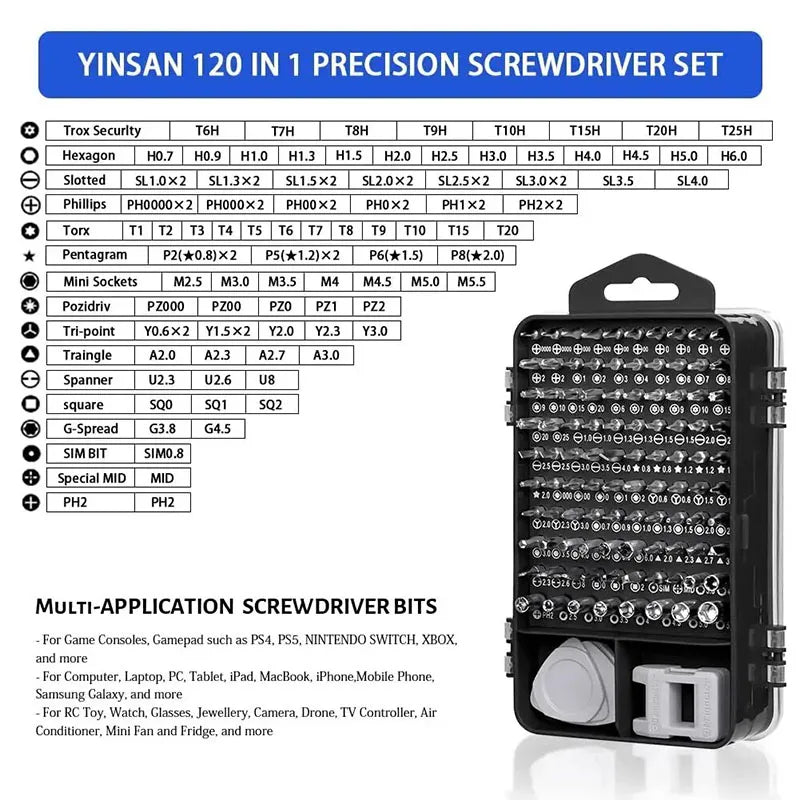 115-in-1 Precision Screwdriver Set – Multifunctional Repair Tool with 98 Magnetic Pieces