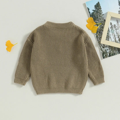 Baby Girl Autumn Embroidery Sweater | Long Sleeve Knit Pullover