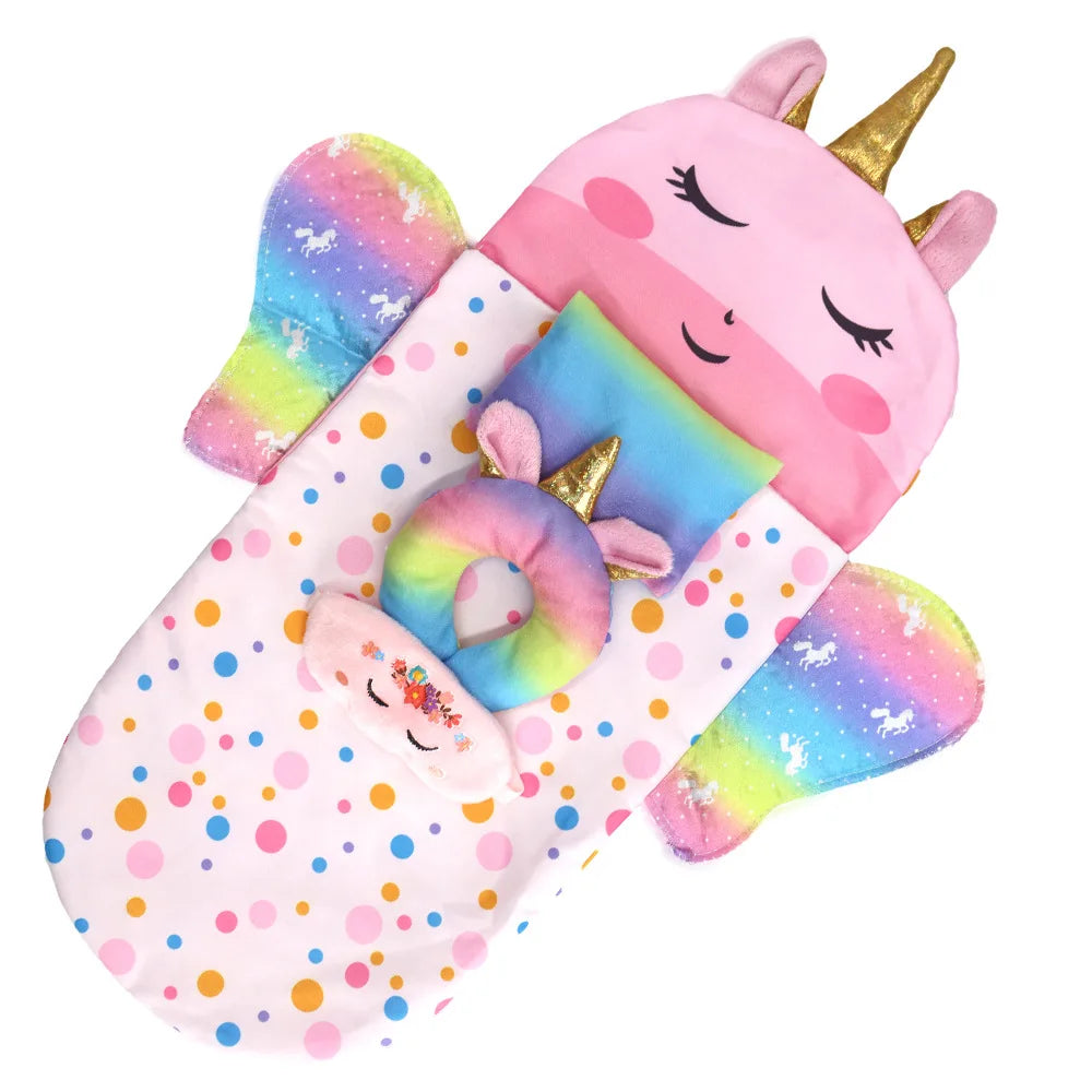 Rainbow Wing Doll Sleeping Bag Set for 10-18 Inch Dolls