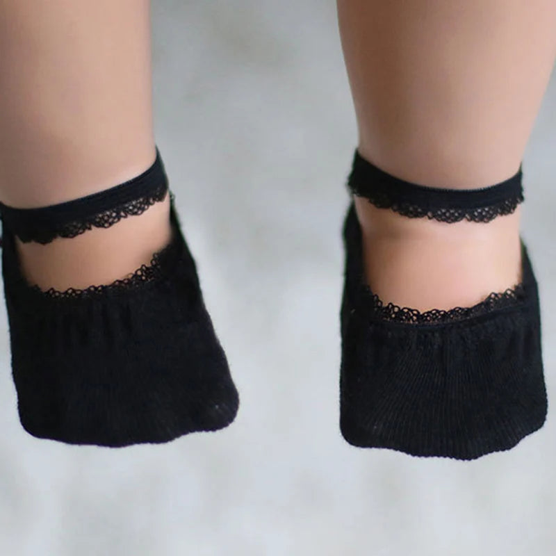 Summer Lace Baby Socks With Rubber Soles