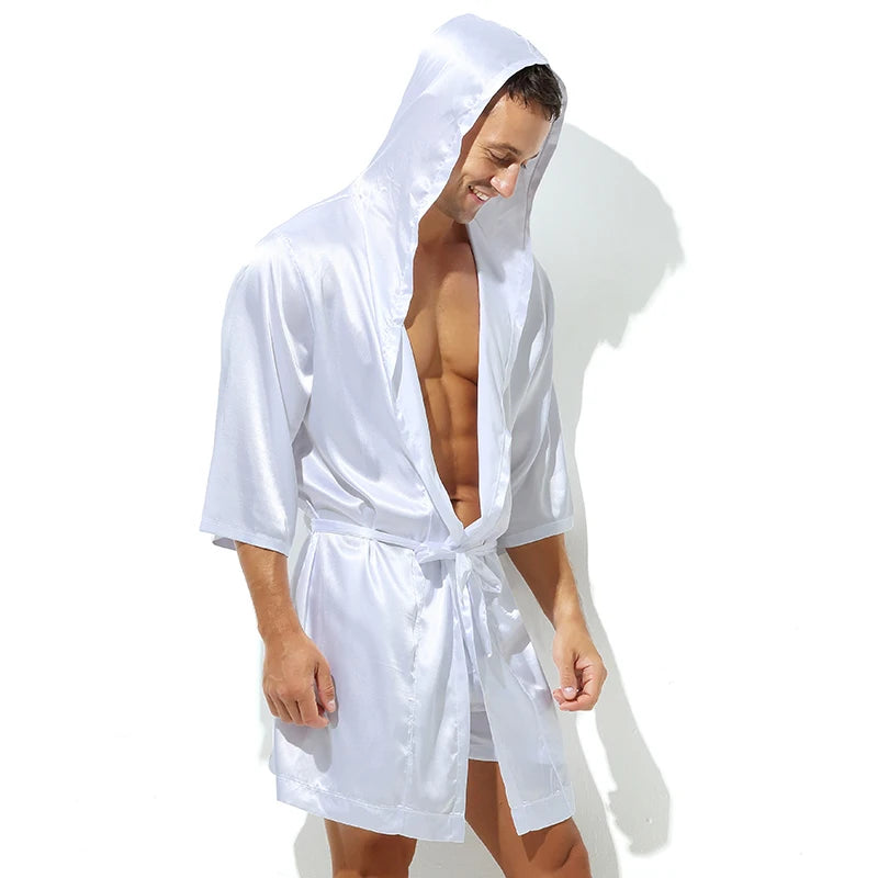 Summer Luxury Bathrobe for Men – Solid Silk Pajamas