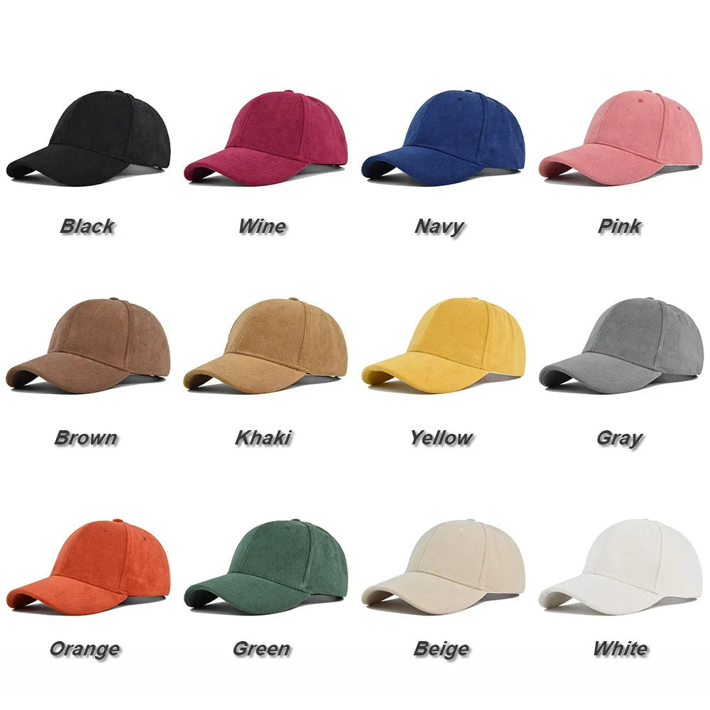 Solid Suede Retro Baseball Caps