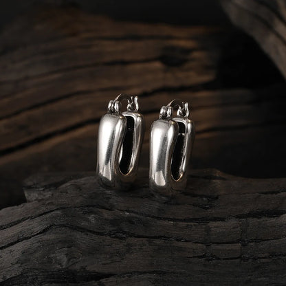 925 Sterling Silver Geometric Big Hoop Earrings