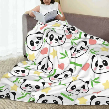 3D Panda & Bamboo Blanket – Soft Flannel Throw for Couch, Office, & Bedroom