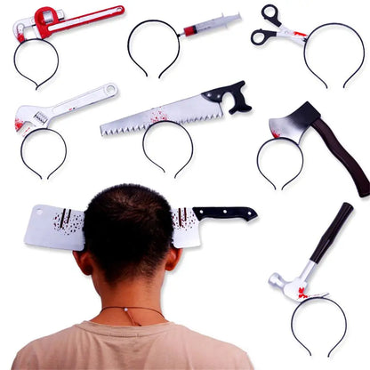 Horror Headband | Knife, Scissors & Syringe Props