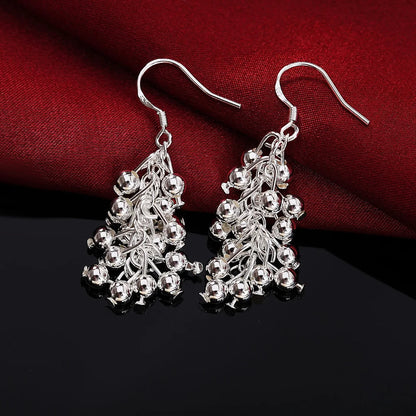 925 Sterling Silver Grape Beads Drop Earrings