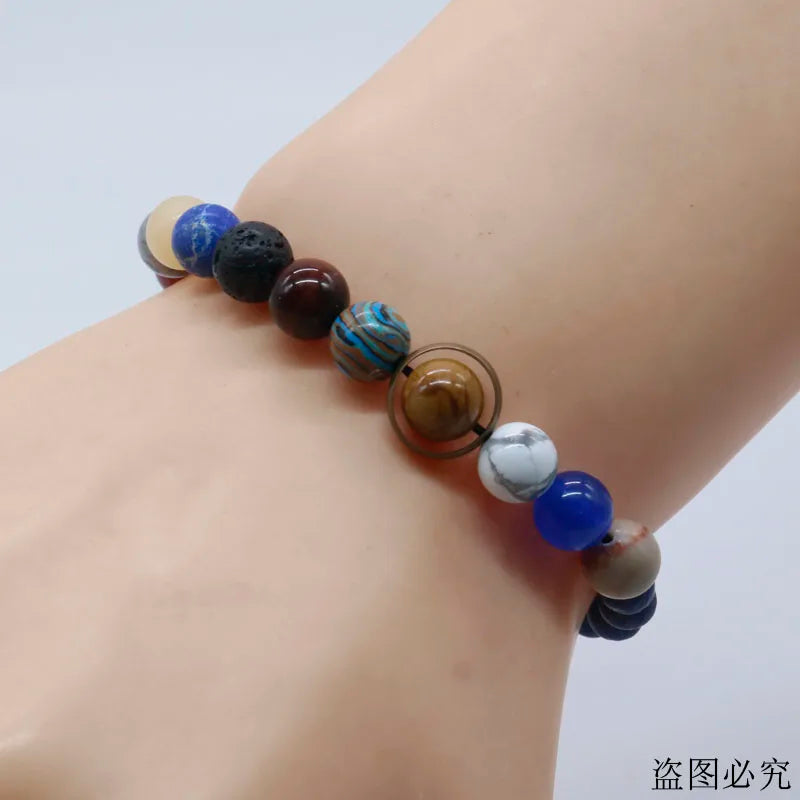 Universe Solar System Bracelet – Natural Stone Eight Planets Bracelet for Men & Women