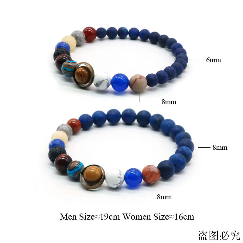 Universe Solar System Bracelet – Natural Stone Eight Planets Bracelet for Men & Women