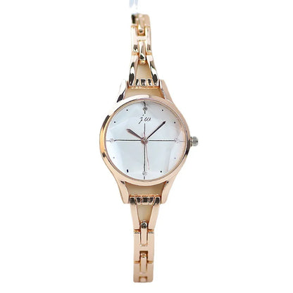 Elegant Rose Gold Bracelet Watch for Women - Rhinestone Accented