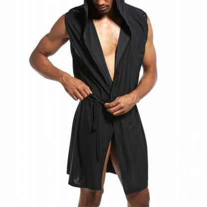 Men's Sleeveless Silk Bathrobe