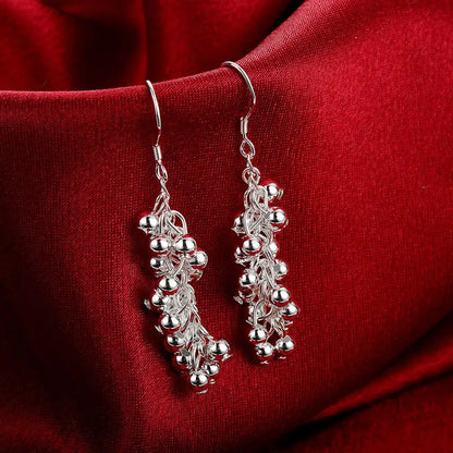 925 Sterling Silver Grape Beads Drop Earrings