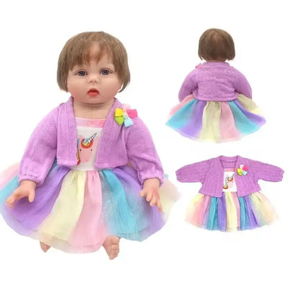 22" Baby Doll Girl Clothes Dress & Sock Set for 55CM Reborn Doll