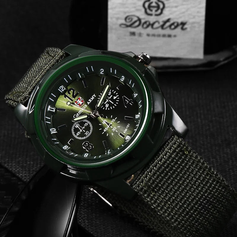 Men's Fashion Nylon Woven Band Watch - Stylish Swiss Quartz Timepiece